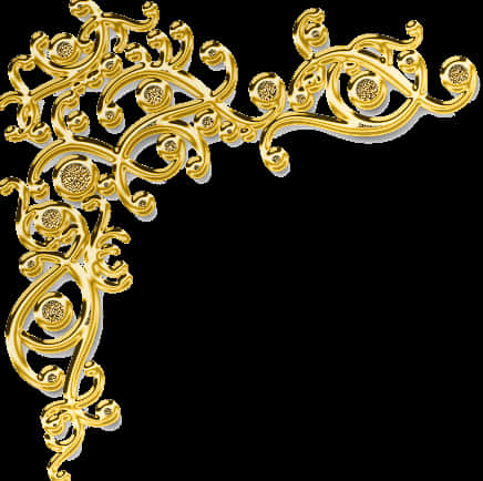 A Gold Ornate Corner With A Black Background