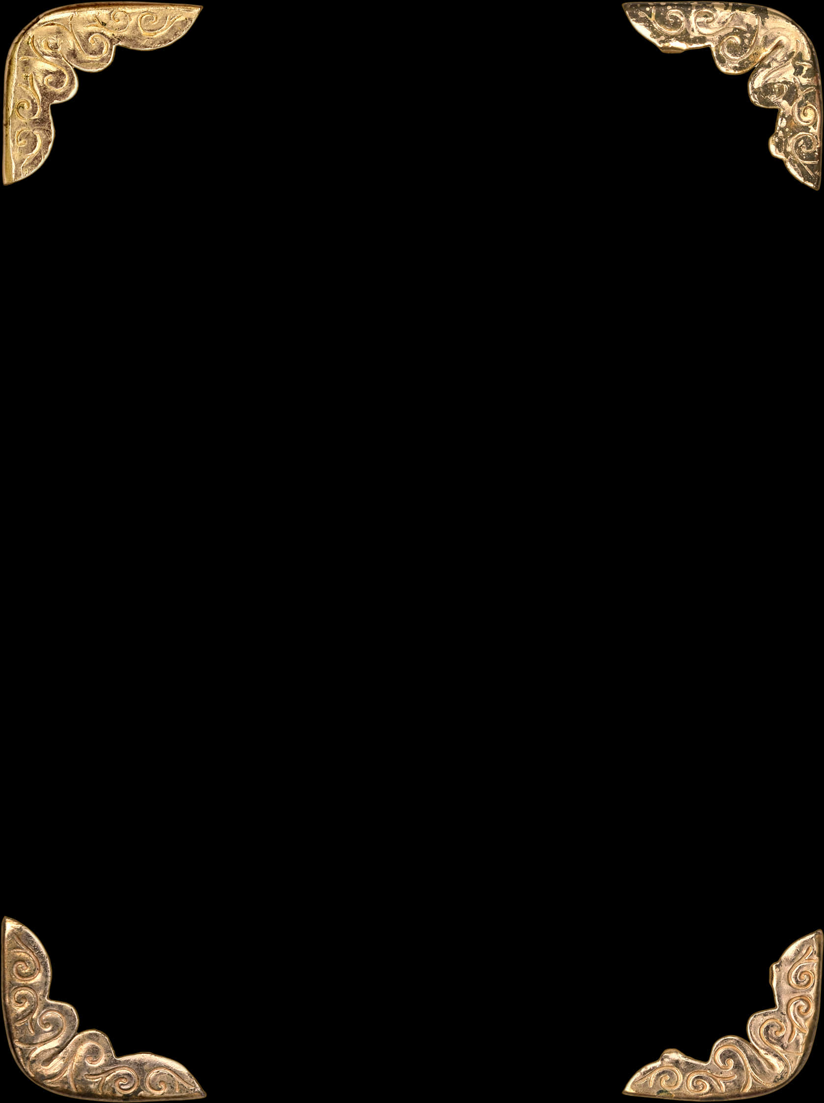 A Black Background With Gold Corners