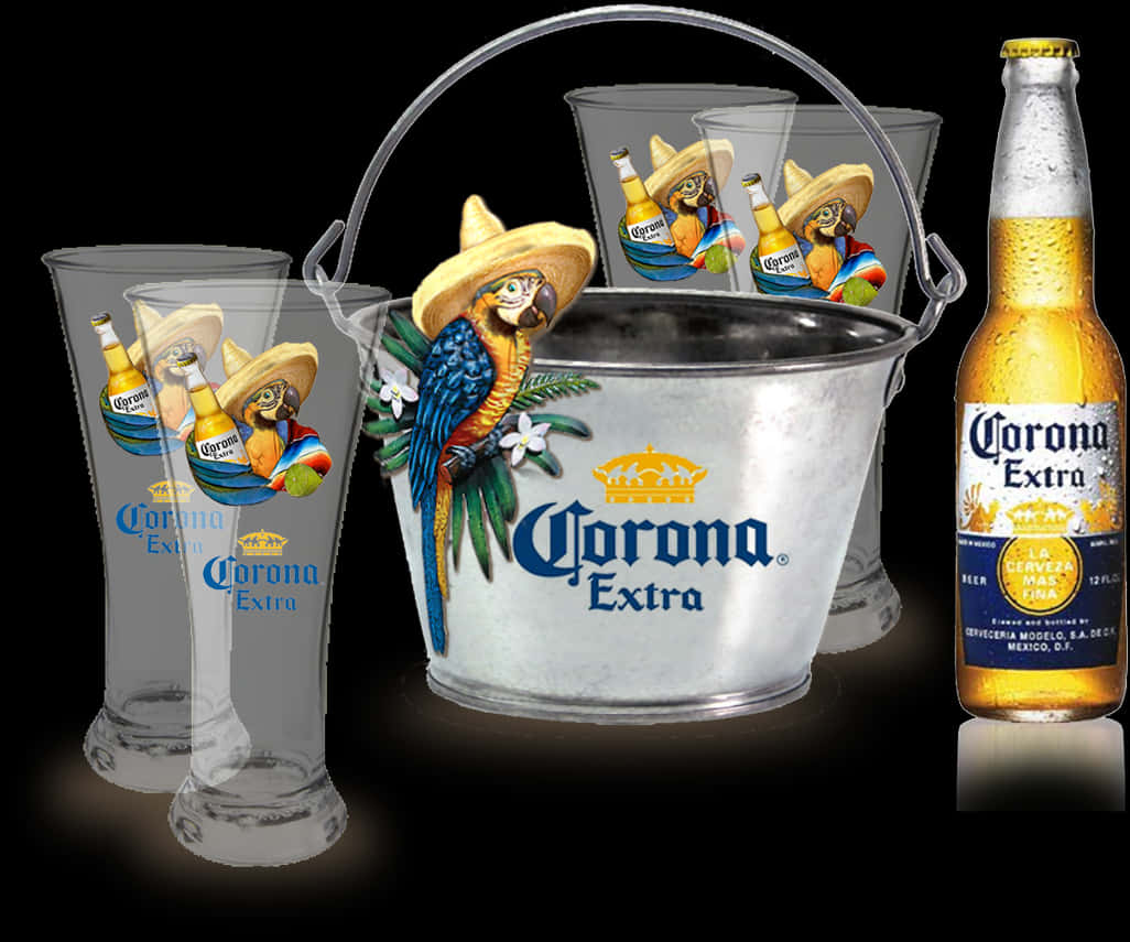 Corona Beer Bucket And Glasses