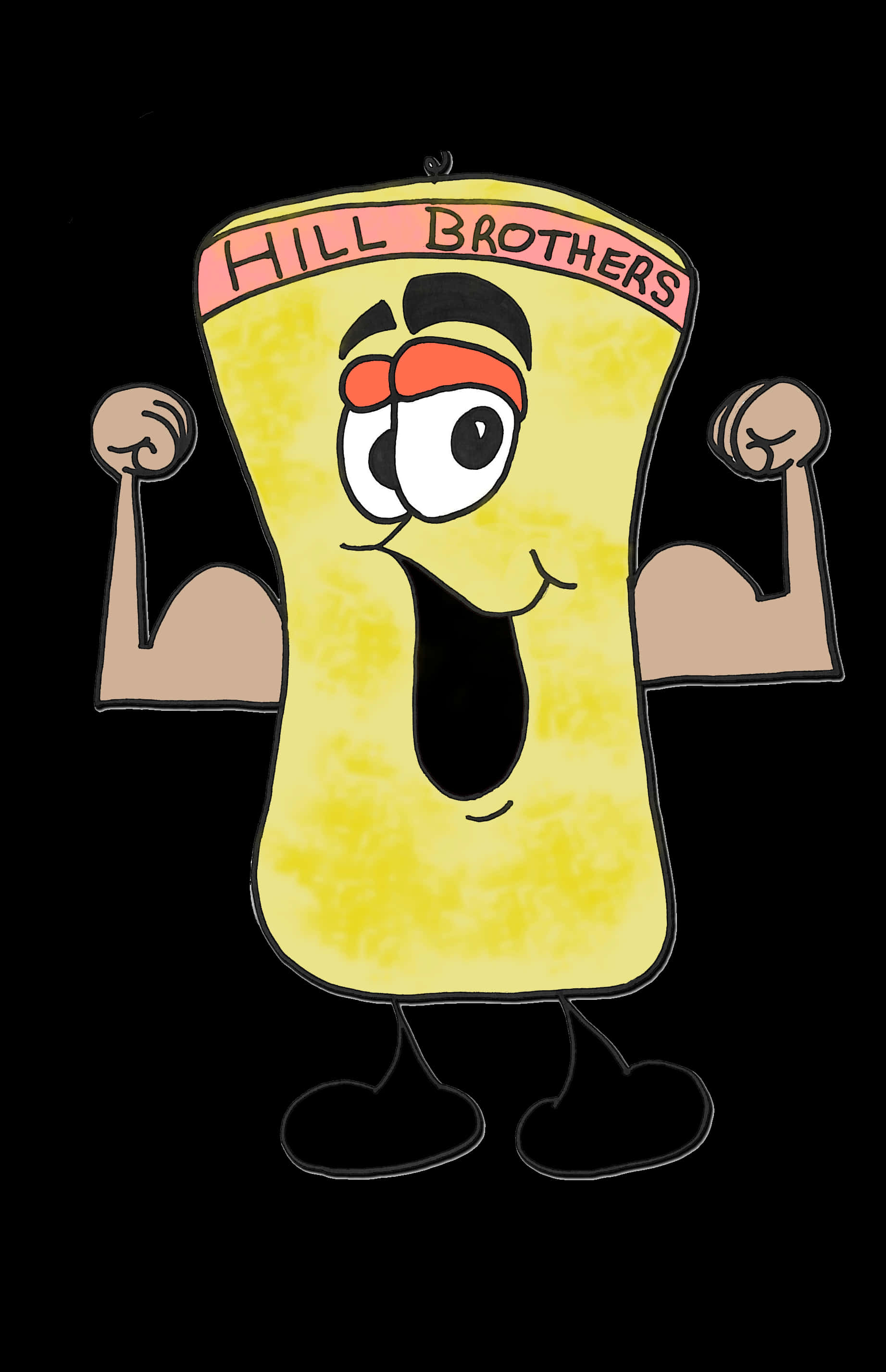 A Cartoon Of A Yellow Object With Arms And Mouth And Mouth