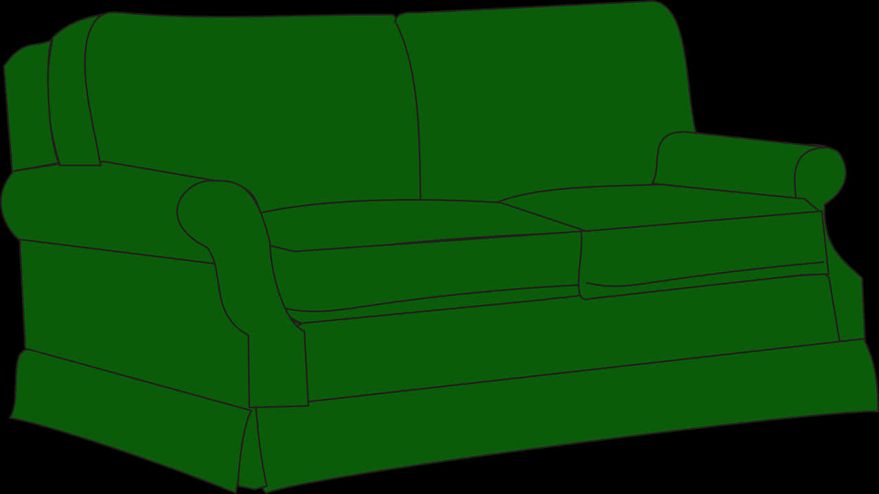 A Green Couch With A Black Background