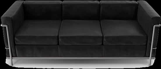 A Black Couch With A White Background