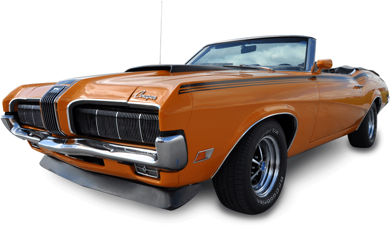 An Orange Muscle Car With Black Stripes
