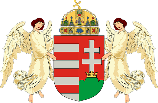 Two Angels Standing On A Coat Of Arms
