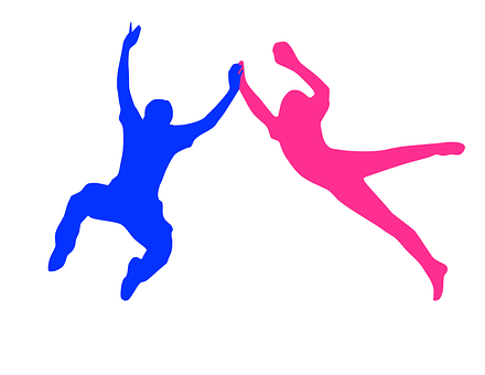 A Silhouettes Of People Jumping