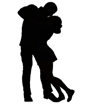 A Silhouette Of A Couple Hugging