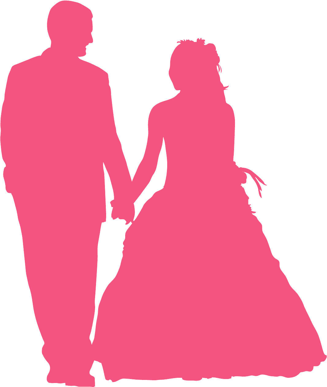 A Silhouette Of A Man And Woman Holding Hands