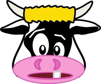 A Cartoon Cow With Horns And Mouth