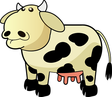 A Cartoon Cow With Black Spots