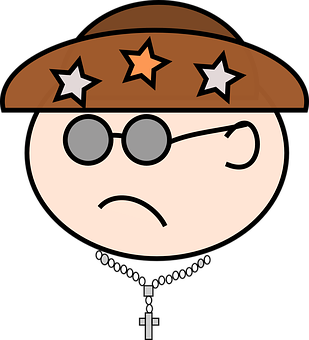 A Cartoon Face With A Hat And Glasses