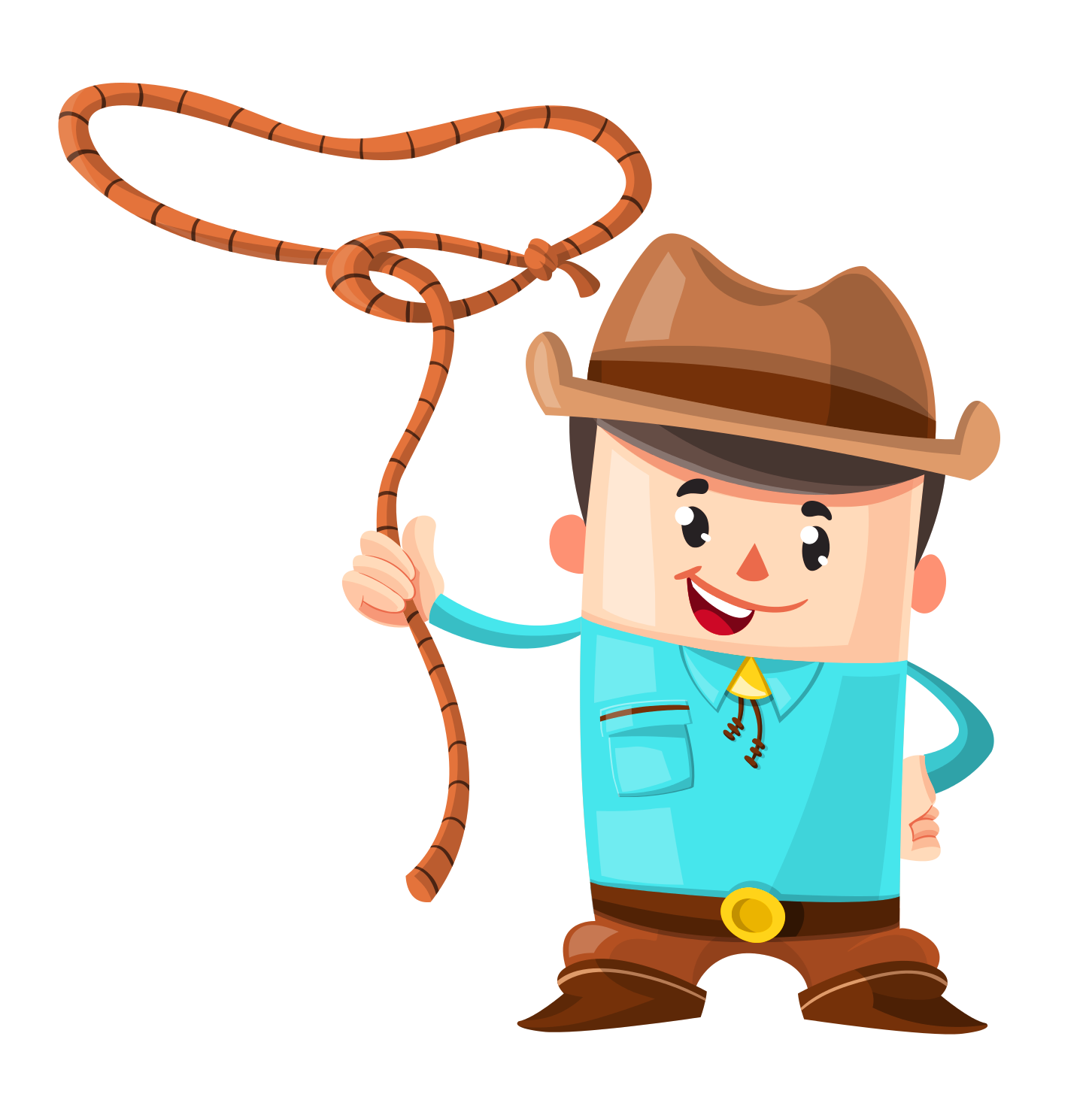 Cartoon Of A Cowboy Holding A Lasso