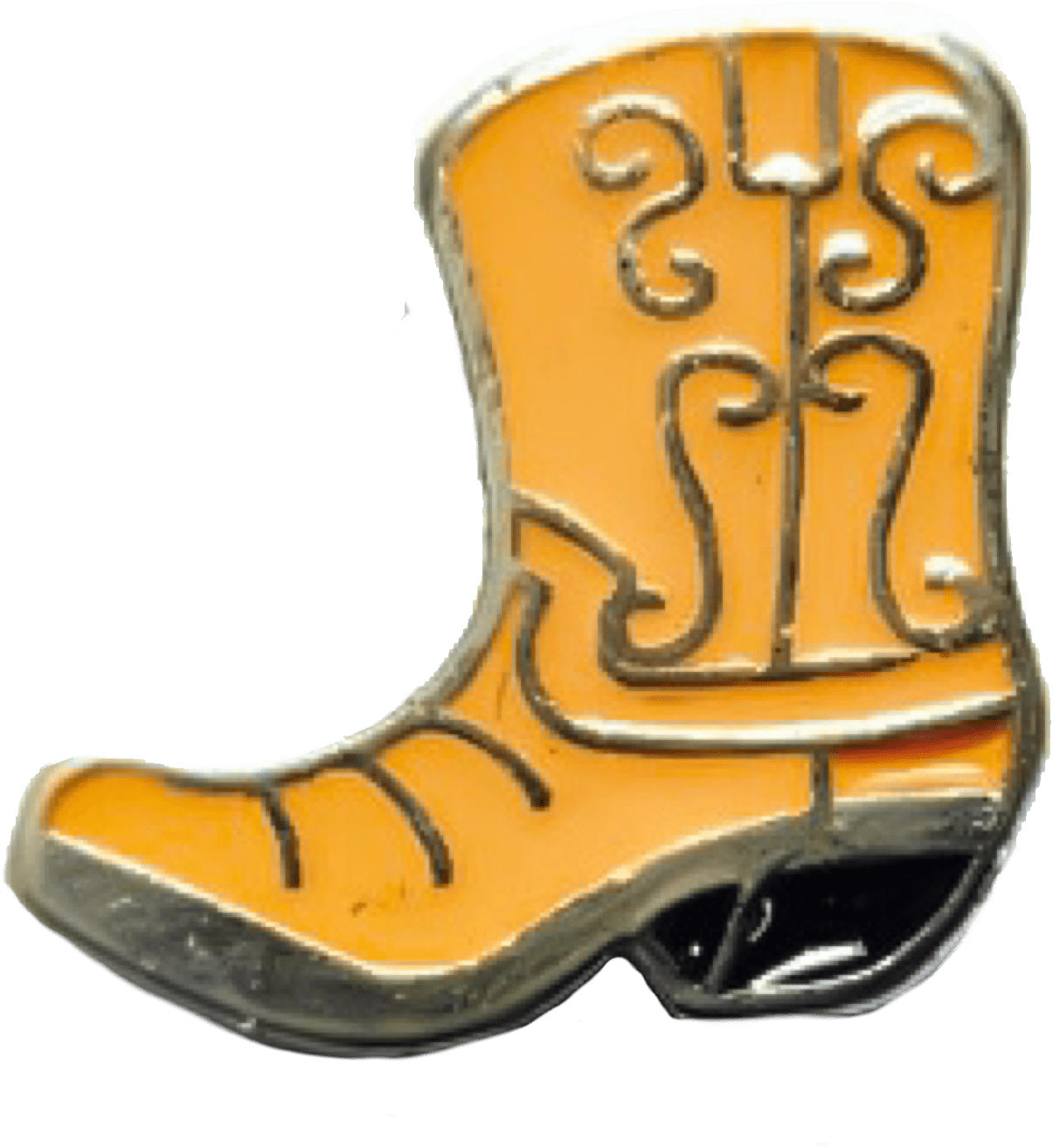 A Yellow Boot Pin On A Black Background