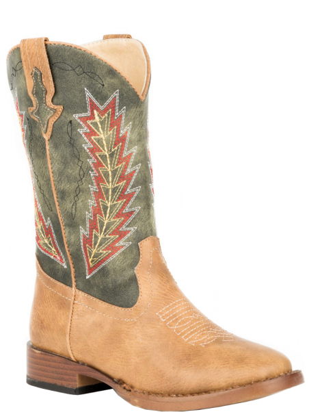 A Brown And Green Cowboy Boot