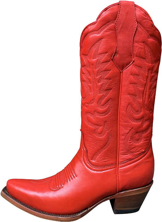 A Red Cowboy Boot On A Black Background