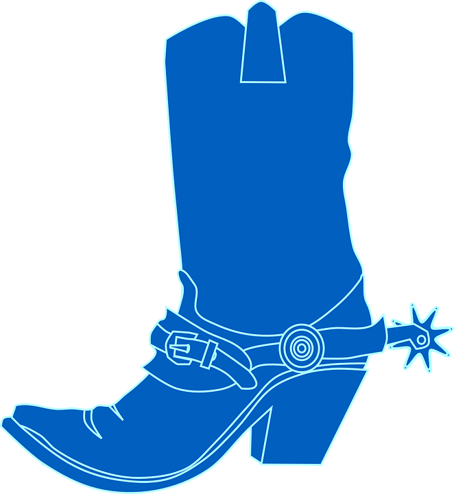 A Blue Outline Of A Cowboy Boot