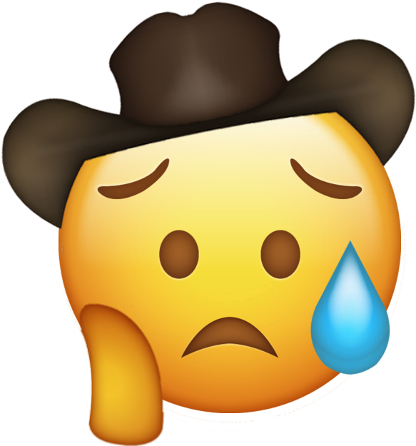 Sad Emoji Wearing Cowboy Hat