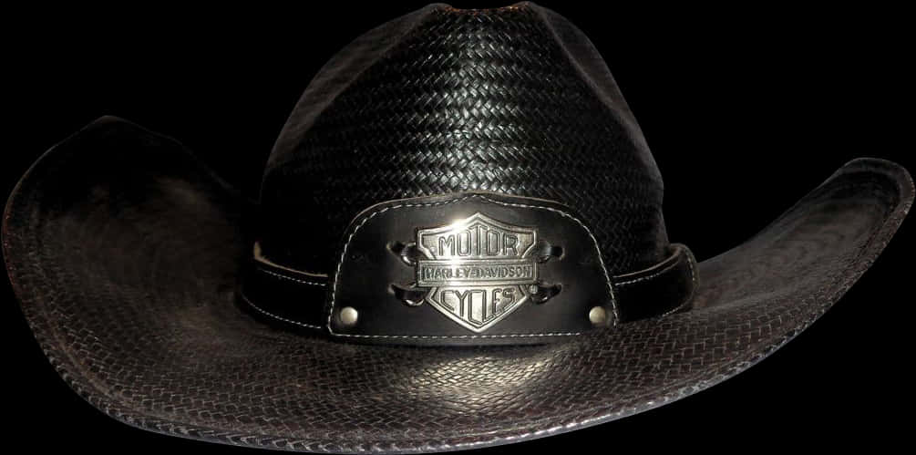A Black Hat With A Logo On It
