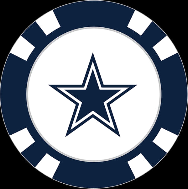 A Blue And White Chip With A Star