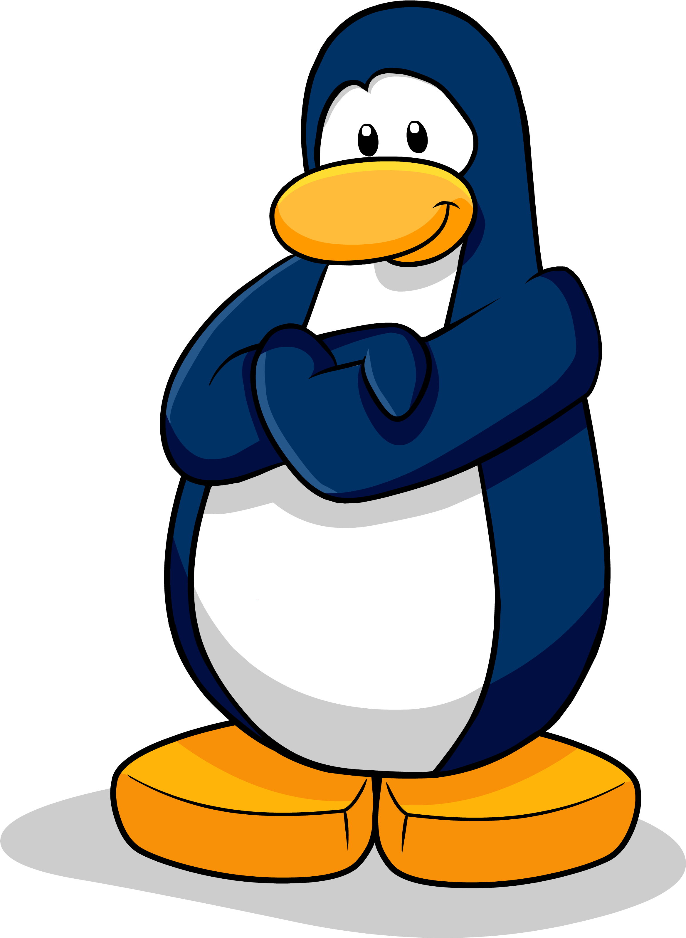 A Cartoon Penguin With His Arms Crossed