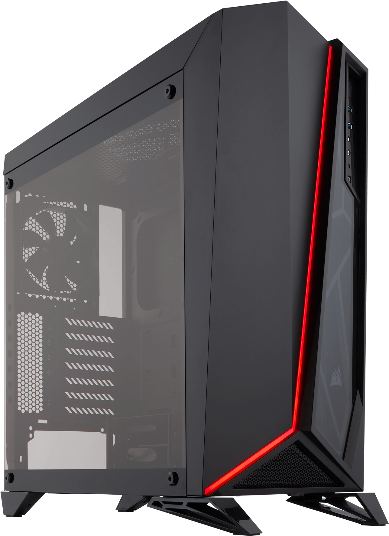 A Black And Red Computer Tower
