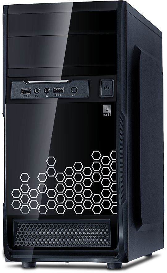 A Black Computer Tower With Hexagons