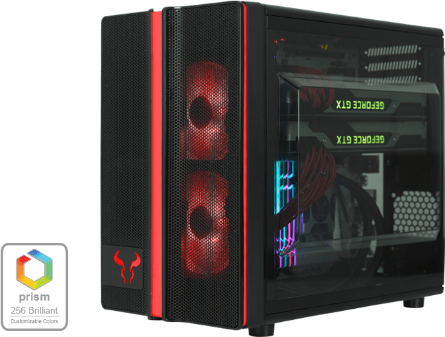 A Black And Red Computer Tower