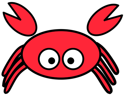 A Red Crab With White Eyes And Claws