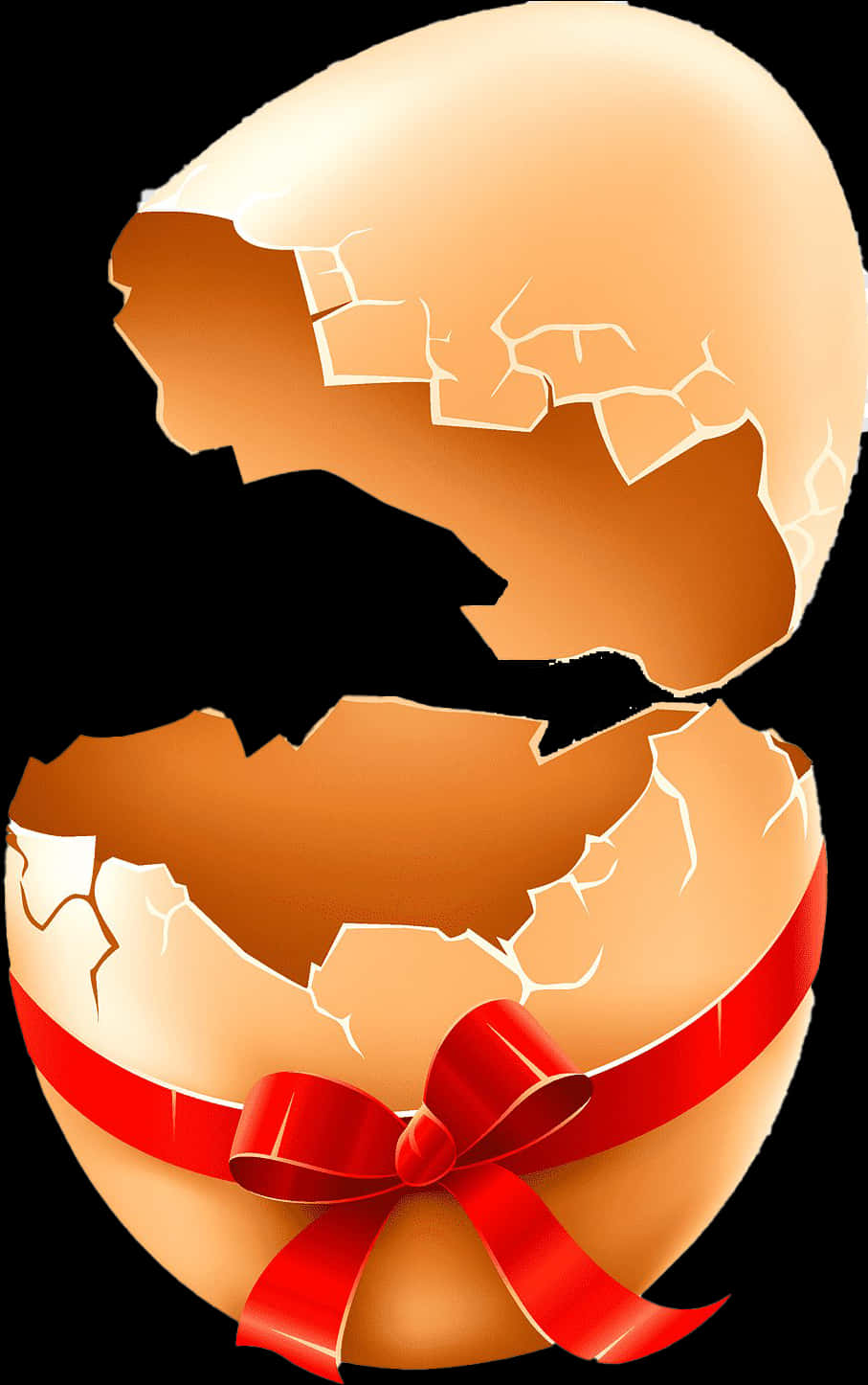 A Broken Egg With A Red Ribbon