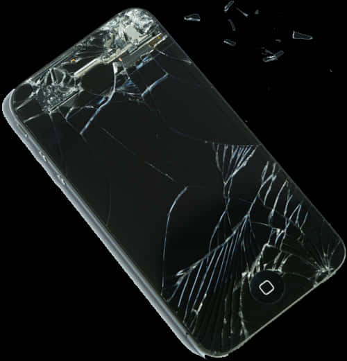 A Broken Cell Phone With A Black Background