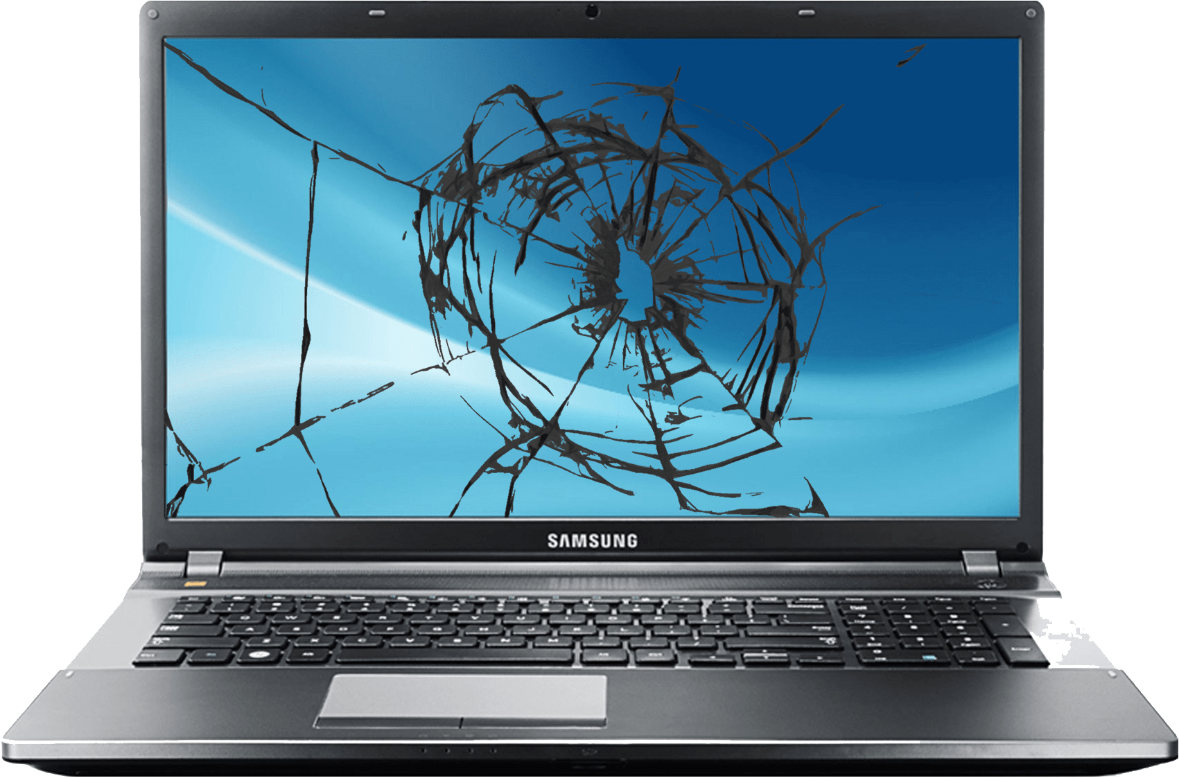 A Laptop With A Broken Screen