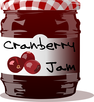 A Jar Of Jam With A Red And White Lid