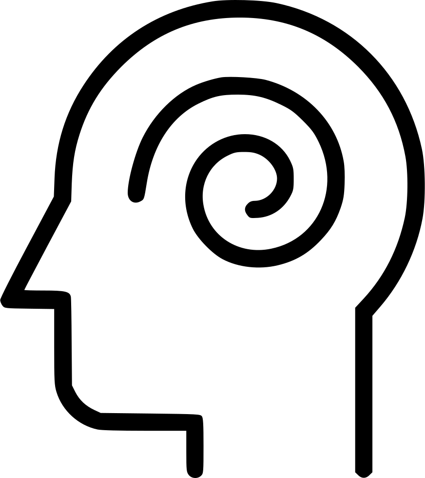 A Black Outline Of A Head With A Spiral In The Middle