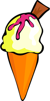 An Ice Cream Cone With Pink Ribbon