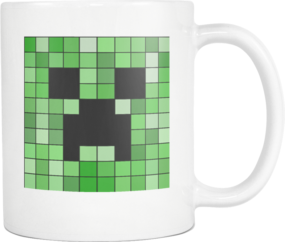 A White Mug With A Green Square Design