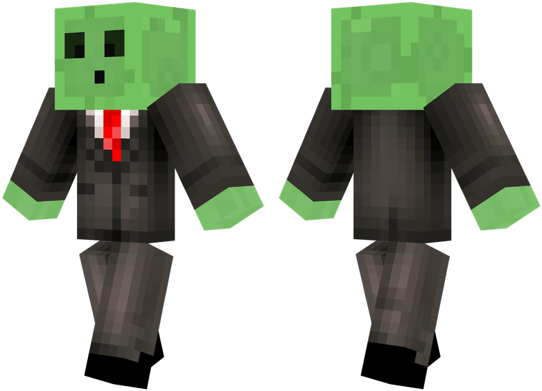 A Pixelated Character Of A Green Man In A Suit And Tie