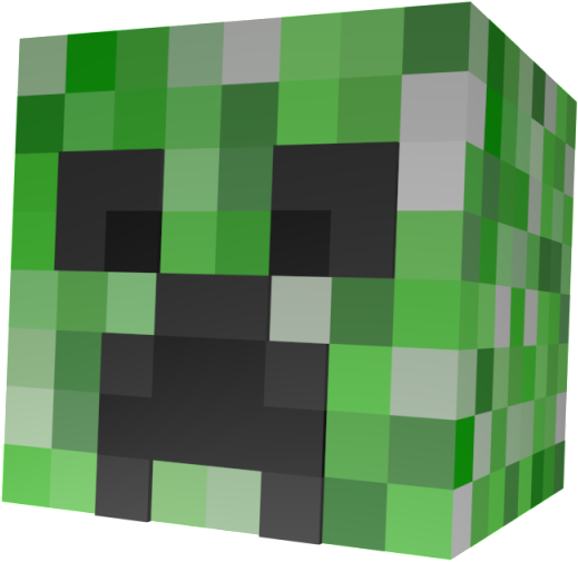 A Green And Grey Cube With Black Eyes