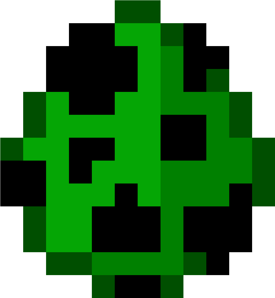 A Green And Black Pixelated Object