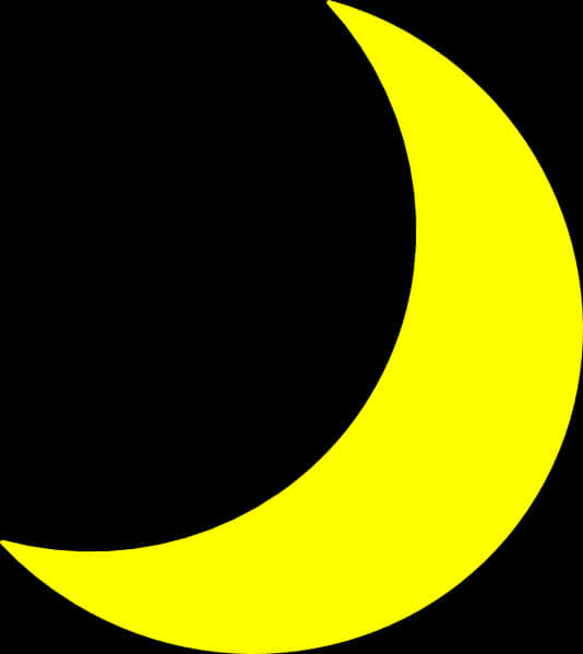 A Yellow Crescent Moon In A Black Background