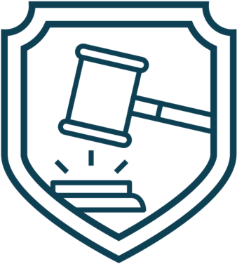 A Blue Line Art Of A Gavel And Shield