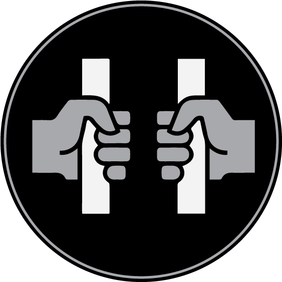 A Black Circle With Hands Holding Bars