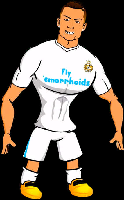 Cartoon Of A Man In A White Shirt And Shorts