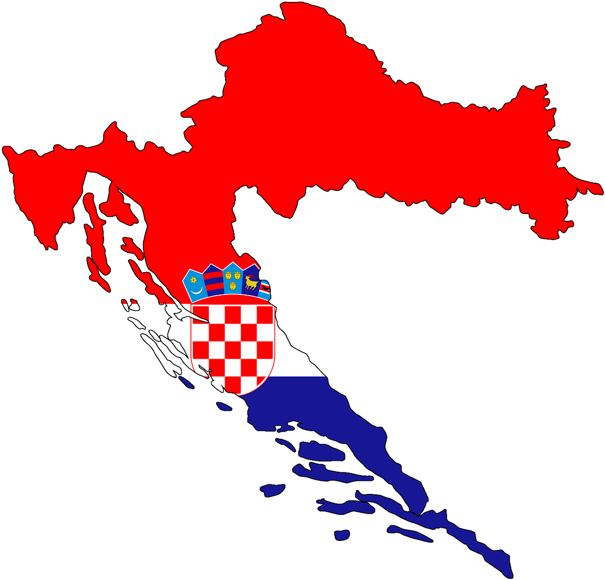 A Map Of Croatia With A Flag