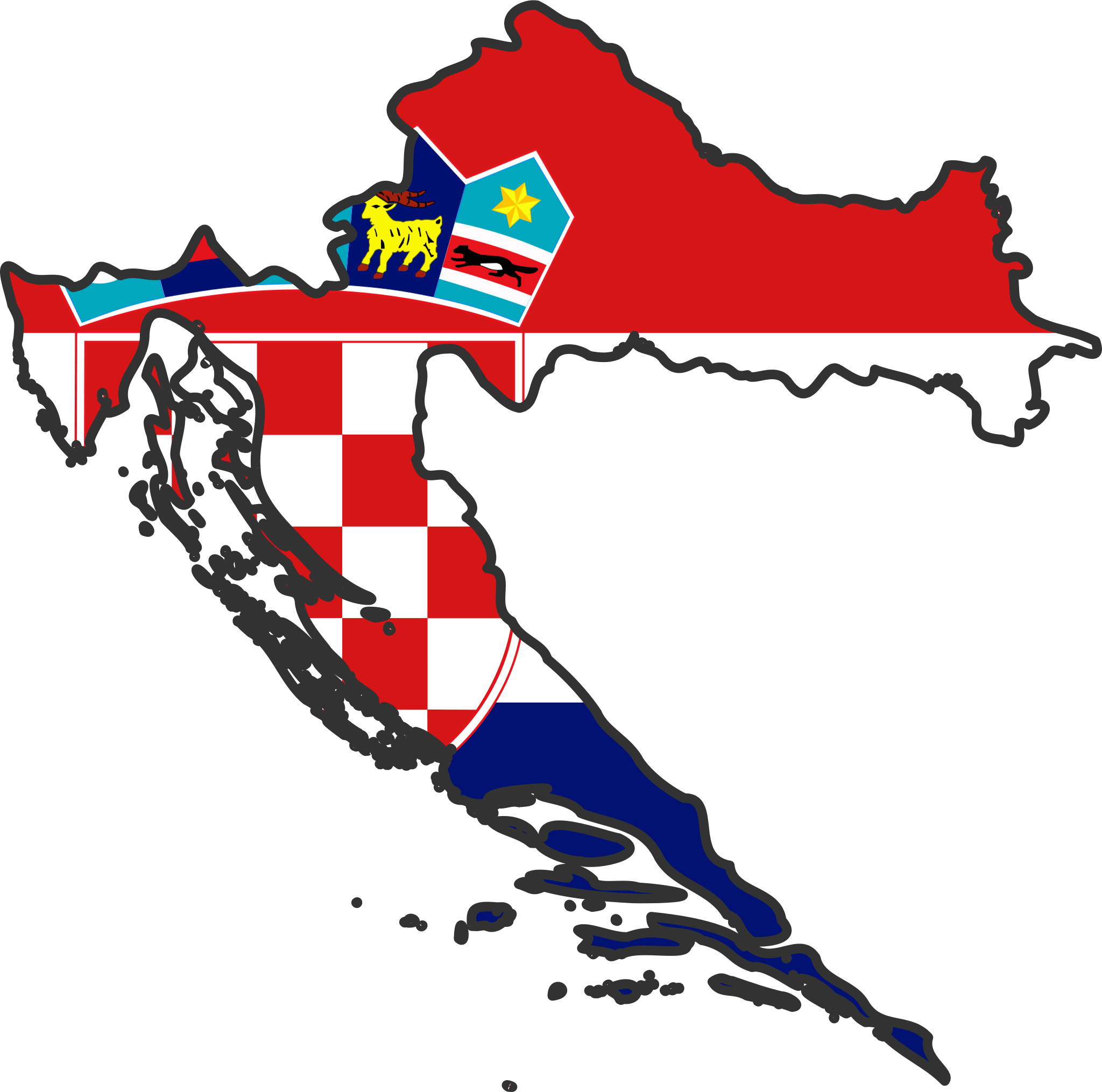 A Map Of Croatia With Flag