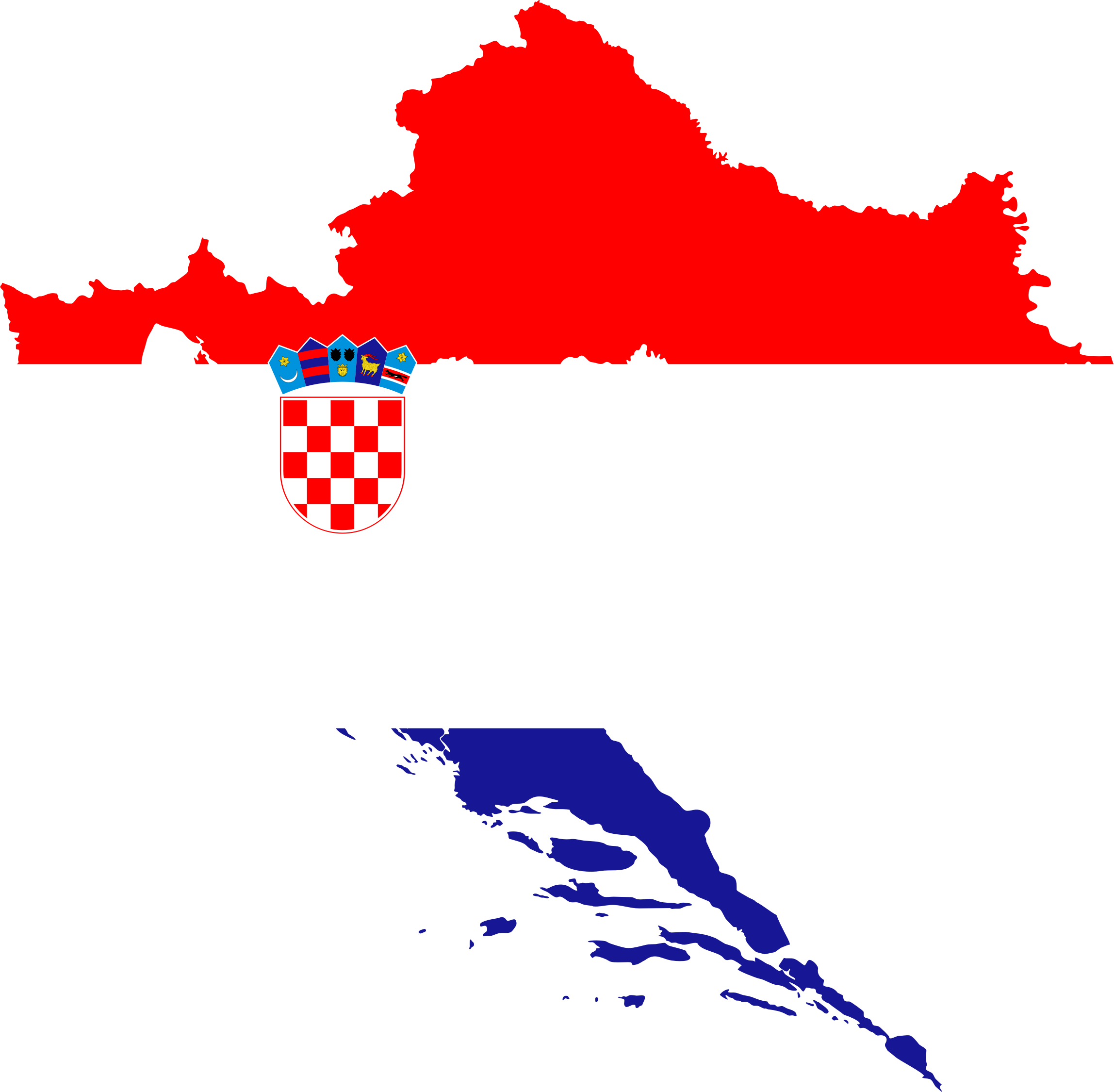 A Map Of Croatia With A Red White And Blue Flag