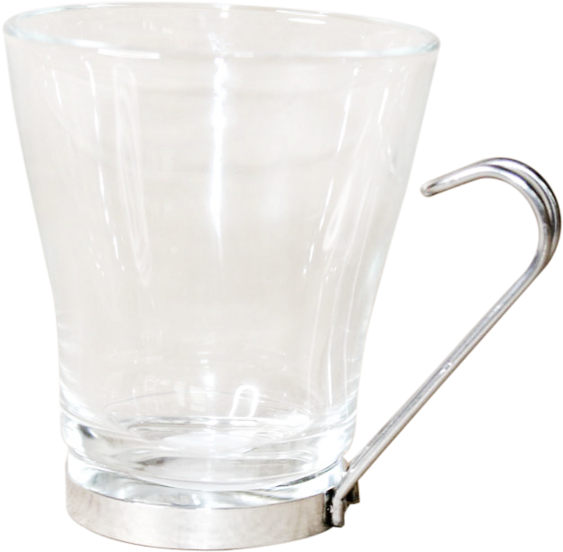 A Clear Glass With A Metal Handle