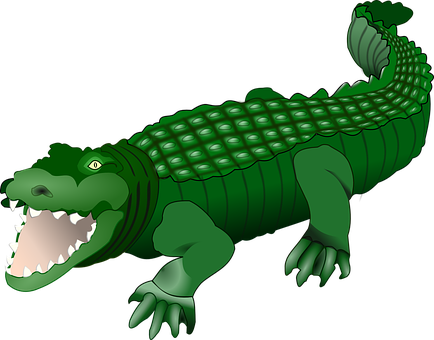 A Green Alligator With Its Mouth Open