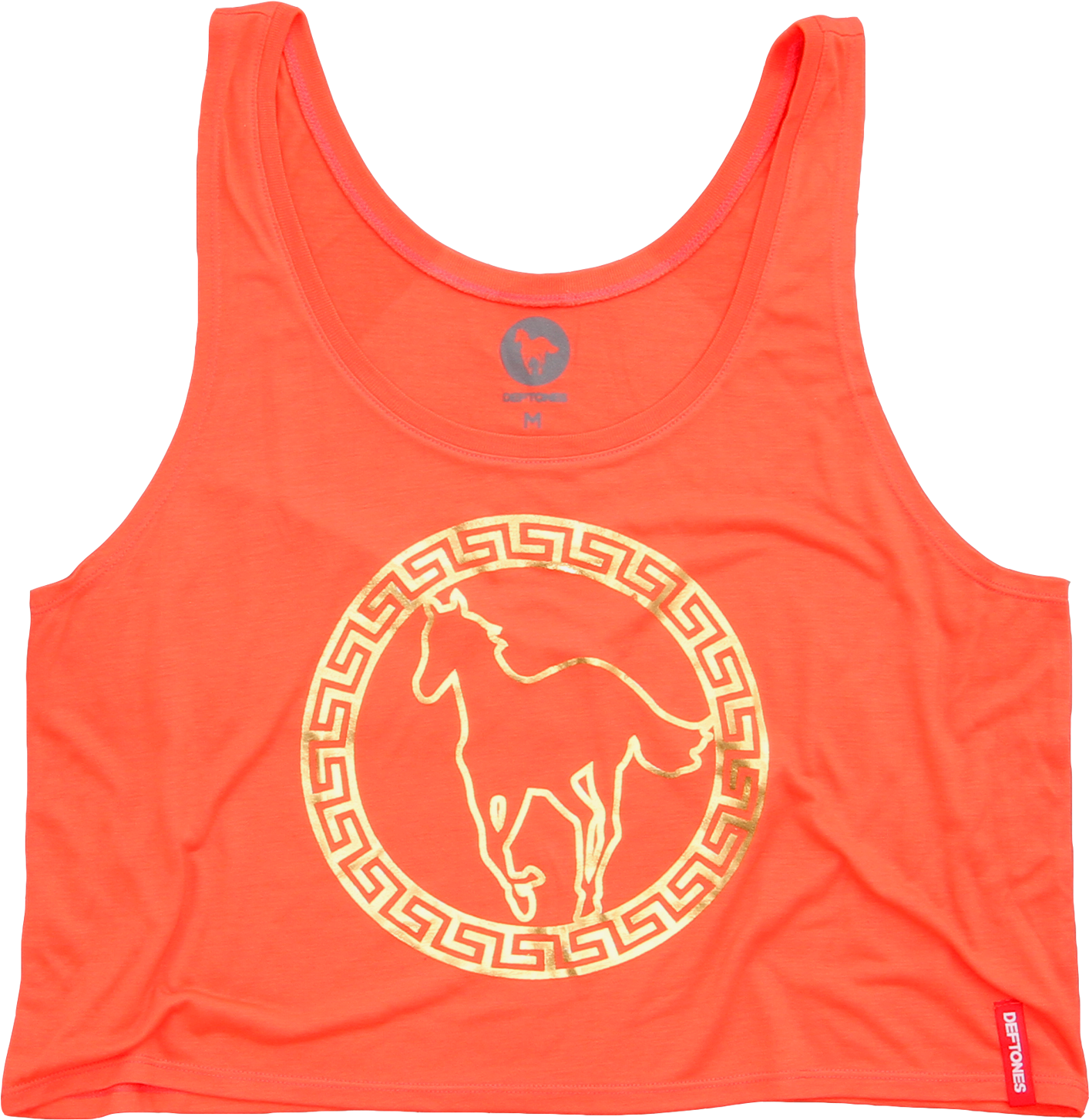 A Orange Tank Top With A Horse On It
