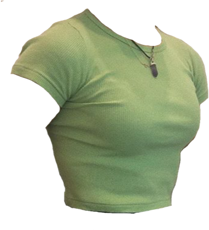 A Green Shirt With A Necklace