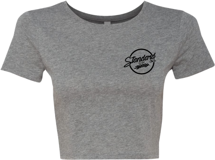 A Grey Shirt With A Logo On It
