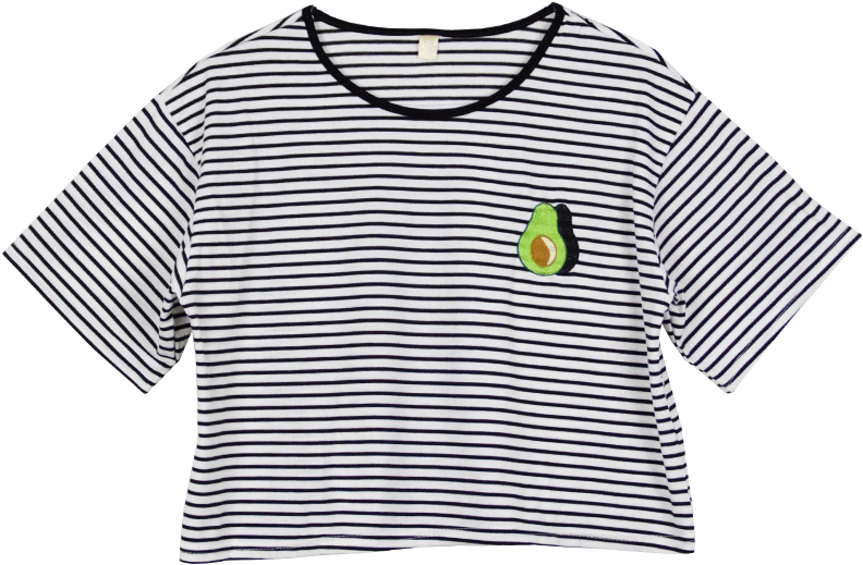 A Striped Shirt With A Avocado Patch